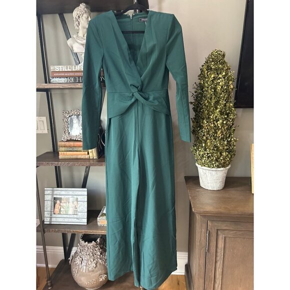 BCBGMAXAZRIA Fulton Twist Front Wide Leg Jumpsuit Ponderosa Pine Womens Size 0 - Picture 5 of 9